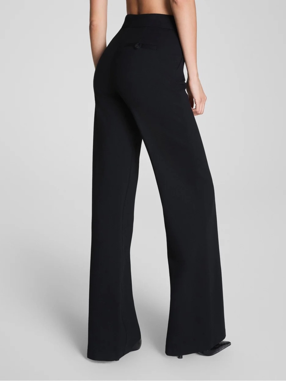 NWT SPANX Perfect Fit Black High-Rise Wide-Leg Pant Trousers S petite chic - Picture 2 of 12